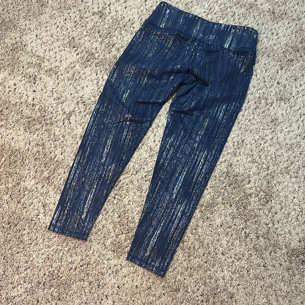 NWOT Victoria's Secret Sparkly Navy Leggings - Picture 4 of 4
